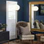 Living room, dark blue living room, living room featuring Resene Coast