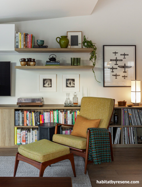 Living area, neutral living area, living area featuring Resene Half Wan White