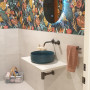 Bathroom, bathroom with statement wallpaper
