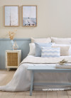 Light blue and off-white bedroom, light blue and white bedroom