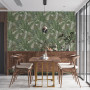 Dining room featuring green nature-inspired Resene wallpaper