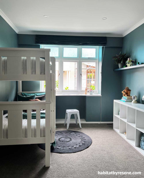 Children's room, bunk beds, blue