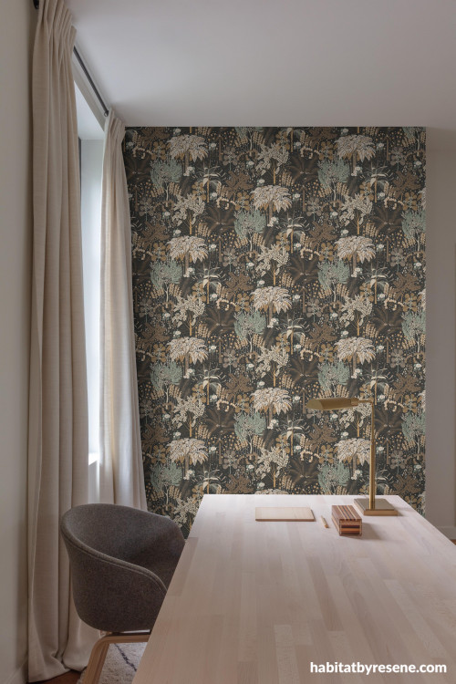 Dining area, dining area featuring statement wallpaper