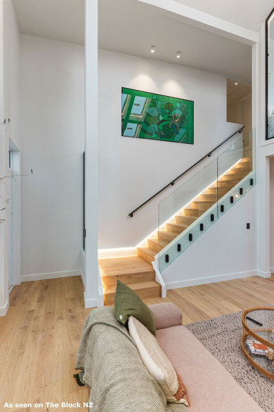 Elegant entrances, stairs, hallways & powder rooms from Three’s The Block NZ this week 