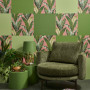 Living area, green living area, living area with wallpaper, living area with feature wall