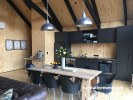 Kitchen, kitchen featuring natural timber walls and Resene Black