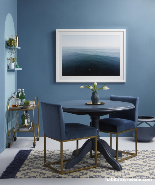 Dining room, blue dining room, bold blue dining room