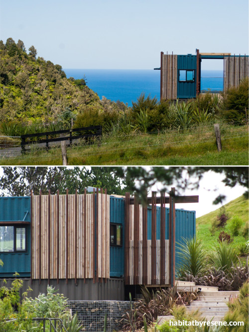 House exterior featuring deep marine blue Resene Tangaroa