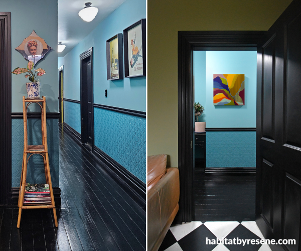 Hallway, entranceway, blue hallway