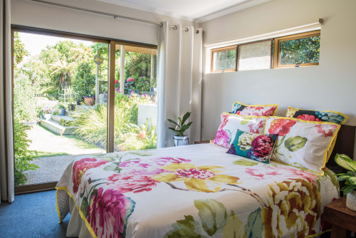bedroom, floral bedroom, indoor outdoor flow, floral inspired, white bedroom, garden
