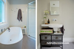 bathroom, freestanding bath, freestanding tub, neutral bathroom, grey and white bathroom, resene 