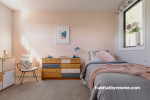 Blush bedroom, Pink and grey bedroom inspo, Soft palette bedroom, Resene 