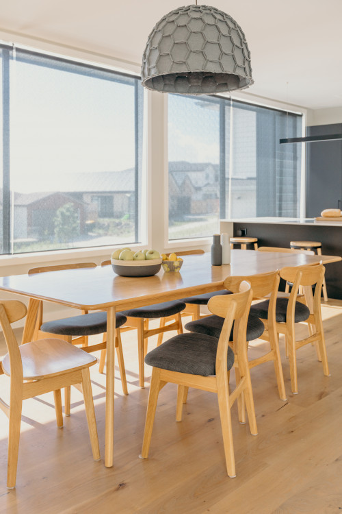dining room, scans dining room, dining room inspiration, honeycomb lamp, Resene