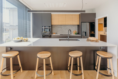 Kitchen inspiration, scandal kitchen, charcoal kitchen, wooden kitchen inspo, Resene