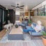 Black house exterior, wooden panels, wooden patio inspiration, undercover patio, Resene 