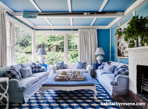 living room inspiration, blue interior ideas, feature flooring ideas, interior design, resene