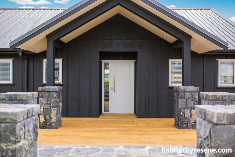 black, exterior, black farmhouse, black exterior