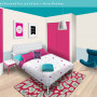 kids bedroom, children's bedroom, interior, pink, turquoise paint, modern, timber floor