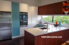 blue kitchen, blue, modern, beach house, mid century, apartment, kitchen