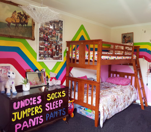 kids bedroom inspiration, childrens bedroom ideas, kids bedroom mural, kids bedroom decor, resene