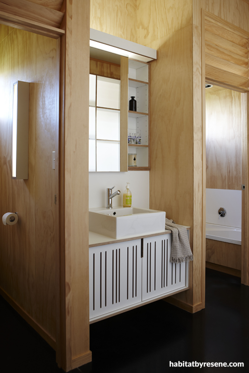 bathroom, stain, stains, staining, plywood, timber, stained timber