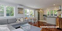 grey, living room, kitchen, open plan, bungalow, paint