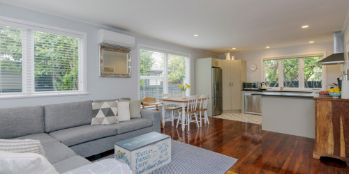 grey, living room, kitchen, open plan, bungalow, paint