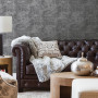 living room, lounge, man cave patterned wallpaper, map wallpaper, grey wallpaper, leather sofa 
