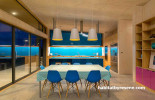 kitchen, colourful kitchen, blue kitchen, resene smitten, resene allports