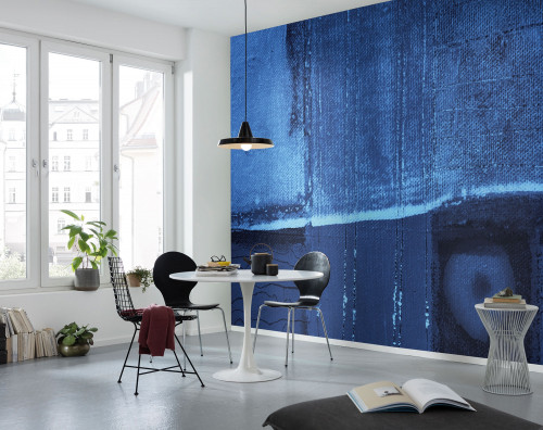blue wallpaper, feature wallpaper, blue dining room, blue feature wall, dining room