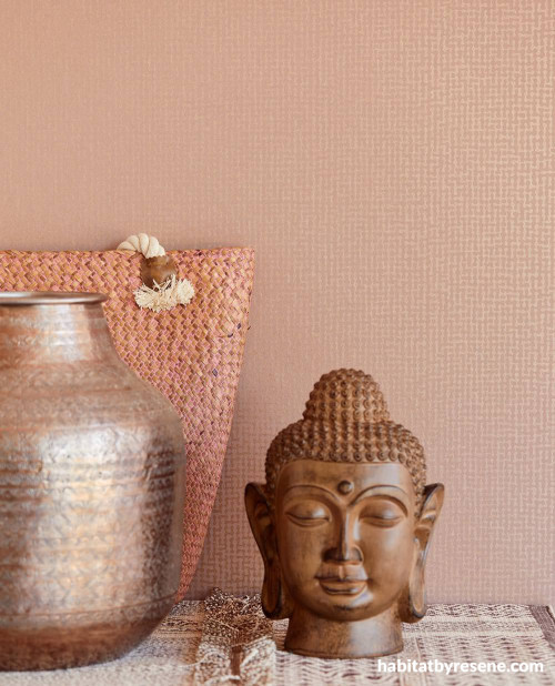 wallpaper inspiration, textured wallpaper, wallpaper ideas, interior design, pink wallpaper, resene