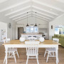 dining room, white dining room, resene white pointer, white interior, white living area, open plan