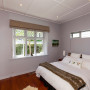 grey bedroom, renovated villa, grey paint, painted ceiling, dark grey paint, light grey paint 