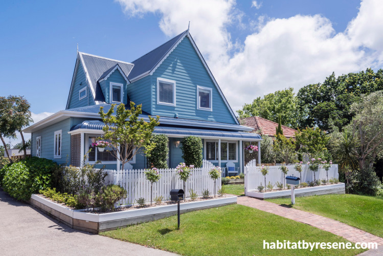 blue exterior, blue cottage, resene whirlwind, renovation