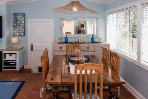 blue dining room, resene cut glass, sea cottage