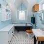 blue bathroom, pale blue, sea blue, sea cottage, blue ensuite