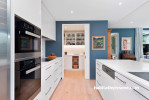 blue, kitchen, blue kitchens, earthquake rebuild, home makeover inspiration, dark blue interiors