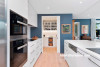 blue, kitchen, blue kitchens, earthquake rebuild, home makeover inspiration, dark blue interiors