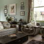 living room, lounge, Victorian inspired, green lounge, green living room, floral upholstery 