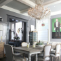 painted ceiling, ceiling inspiration, dining room, grey ceiling, grey and white paint