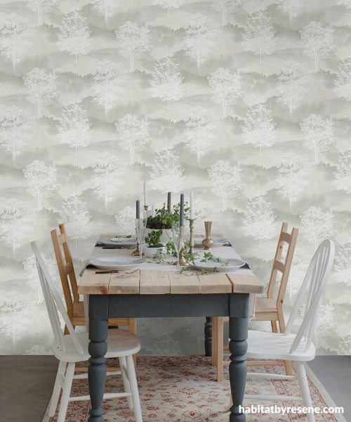 dining room inspiration, wallpaper inspiration, wallpaper feature wall, neutral interior ideas