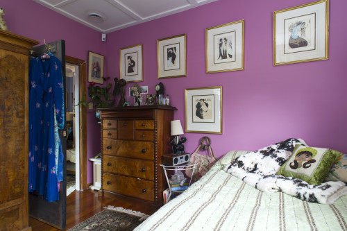 pink bedroom, pink paint, bedroom