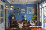 sitting room, blue room, blue paint, blue living room