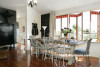 living area, dining room, oak chairs, dining table, blackboard paint, black and white, country house