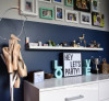 bedroom, kids bedroom, childrens bedroom, blue bedroom, blue feature wall, deep blue 