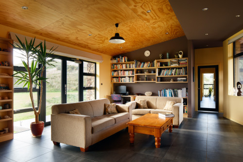 living room, brown, yellow