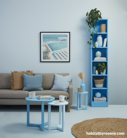beachy interior, bach interior, beach inspired, blue interior ideas, living room inspiration, resene