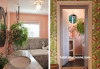 bathroom, pink bathroom, green wallpaper, wallpaper hallway, granite bath, granite vanity 