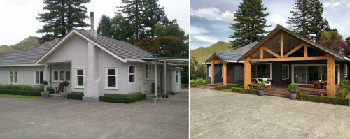 before and after, renovation, resene baltic sea, exterior