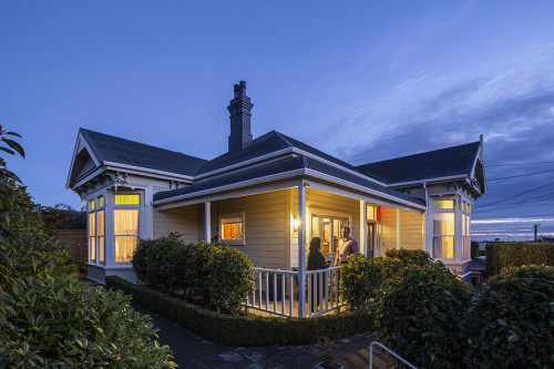 renovation, house exterior, painted weatherboards, brown house, brown exterior, beige exterior